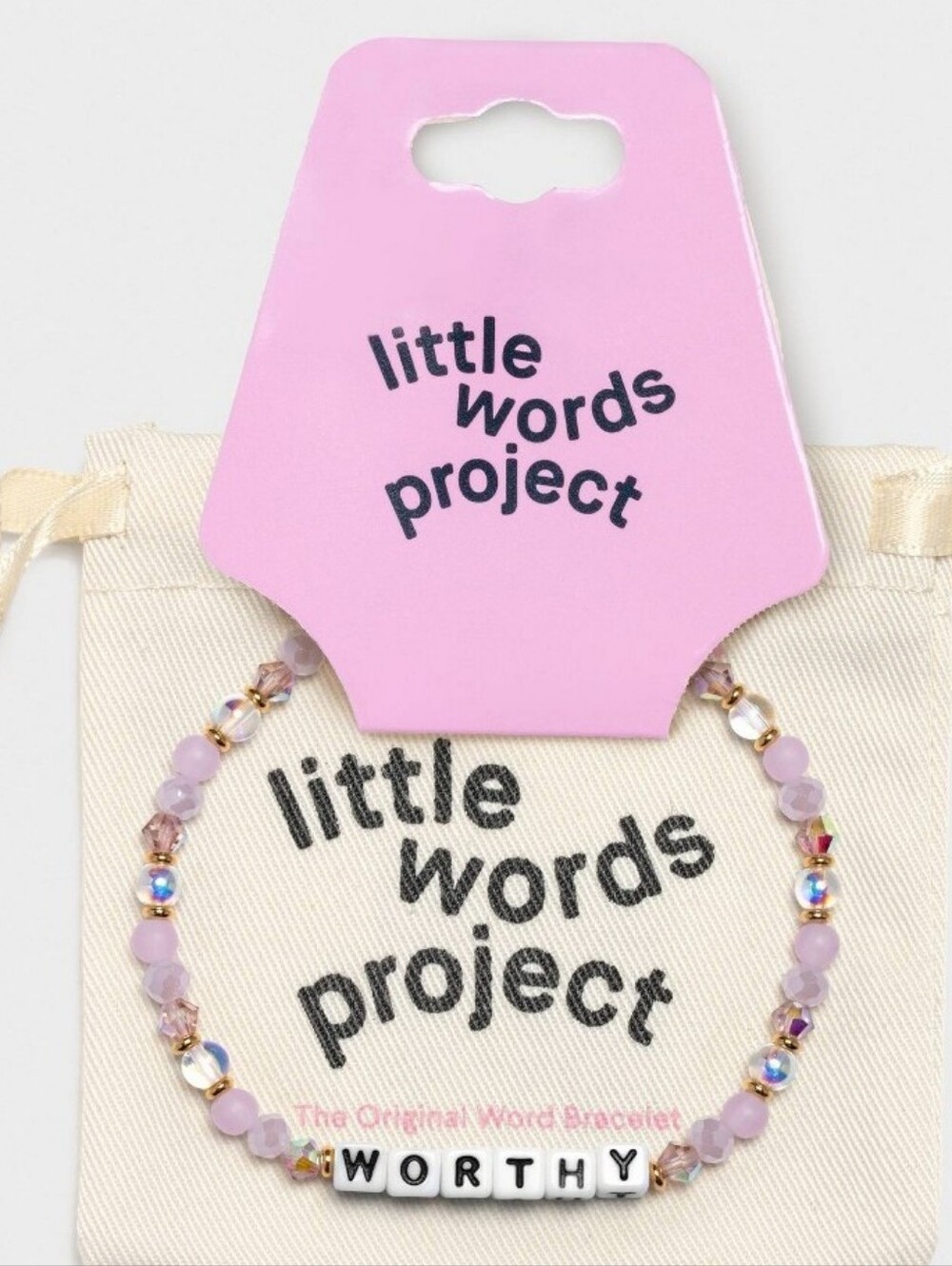 Little Words Project "WORTHY" Beaded Stretch Bracelet - Picture 2 of 7